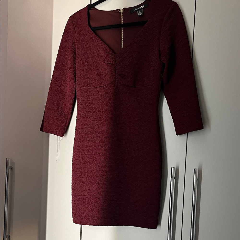 Forever 21 Deep Red Long Sleeve Dress